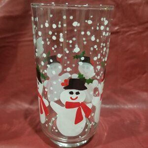 Vintage Libbey Glass, Snowman & Snowflake #1